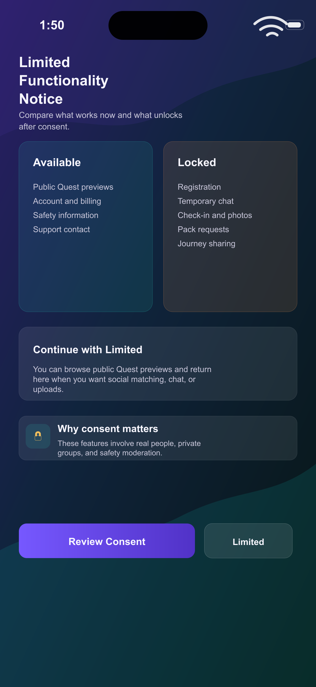 Limited Functionality Notice