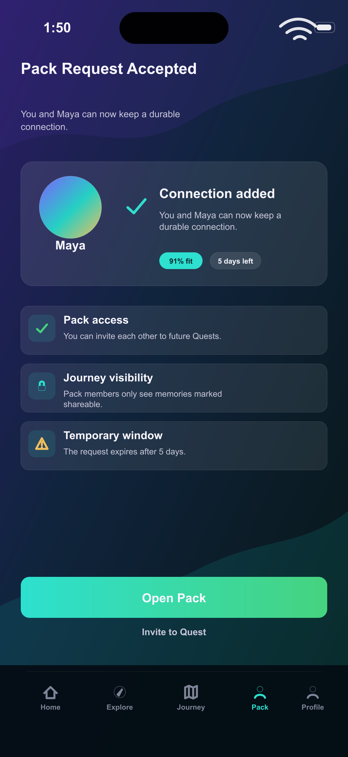 Pack Request Accepted